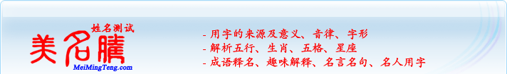 用字的來(lái)源及意義、音律、字形；五行、生肖、五格、星座；成語(yǔ)釋名、趣味解釋、名言名句、名人用字
